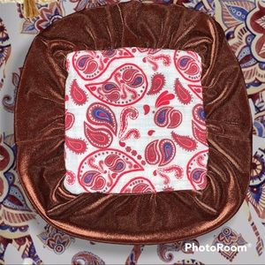 Doll/baby lovey with toffee colored velvet trim & paisley printed cotton muslin